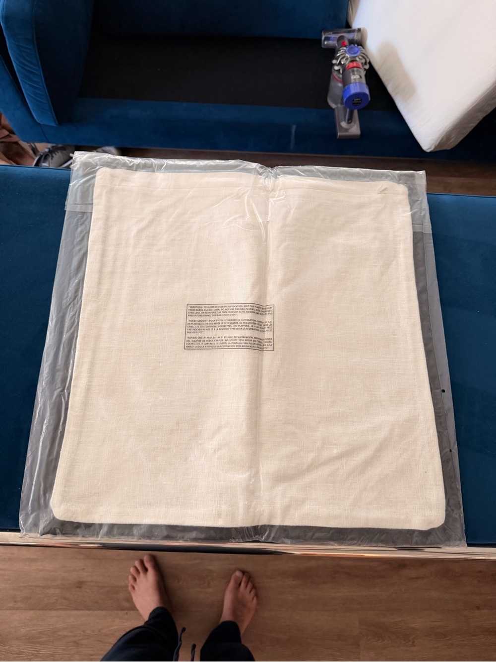 CB2 Linen with leather trim pillow case 20x20